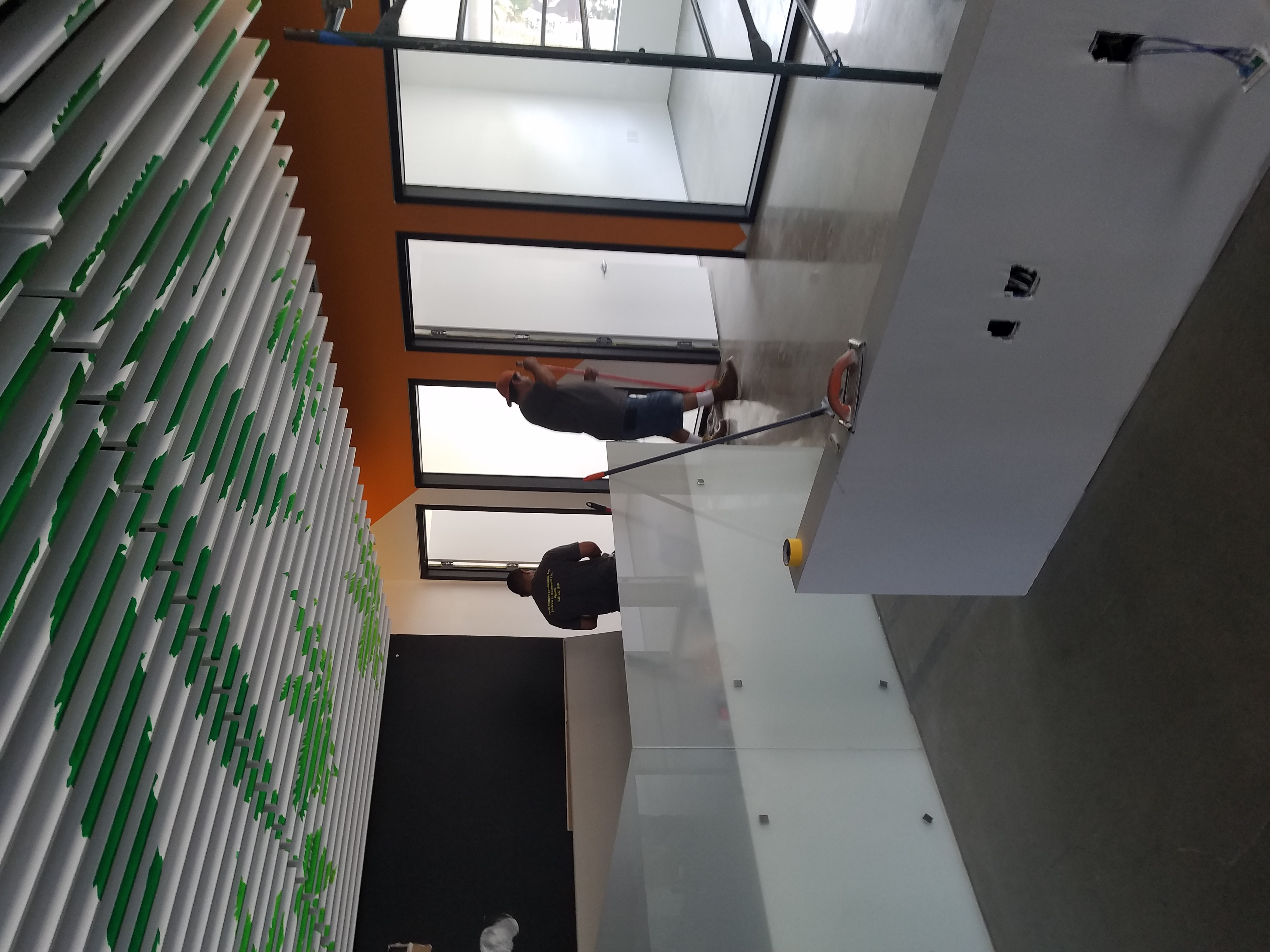 Wood slat ceiling installation 8000 Sunset Strip West Hollywood
