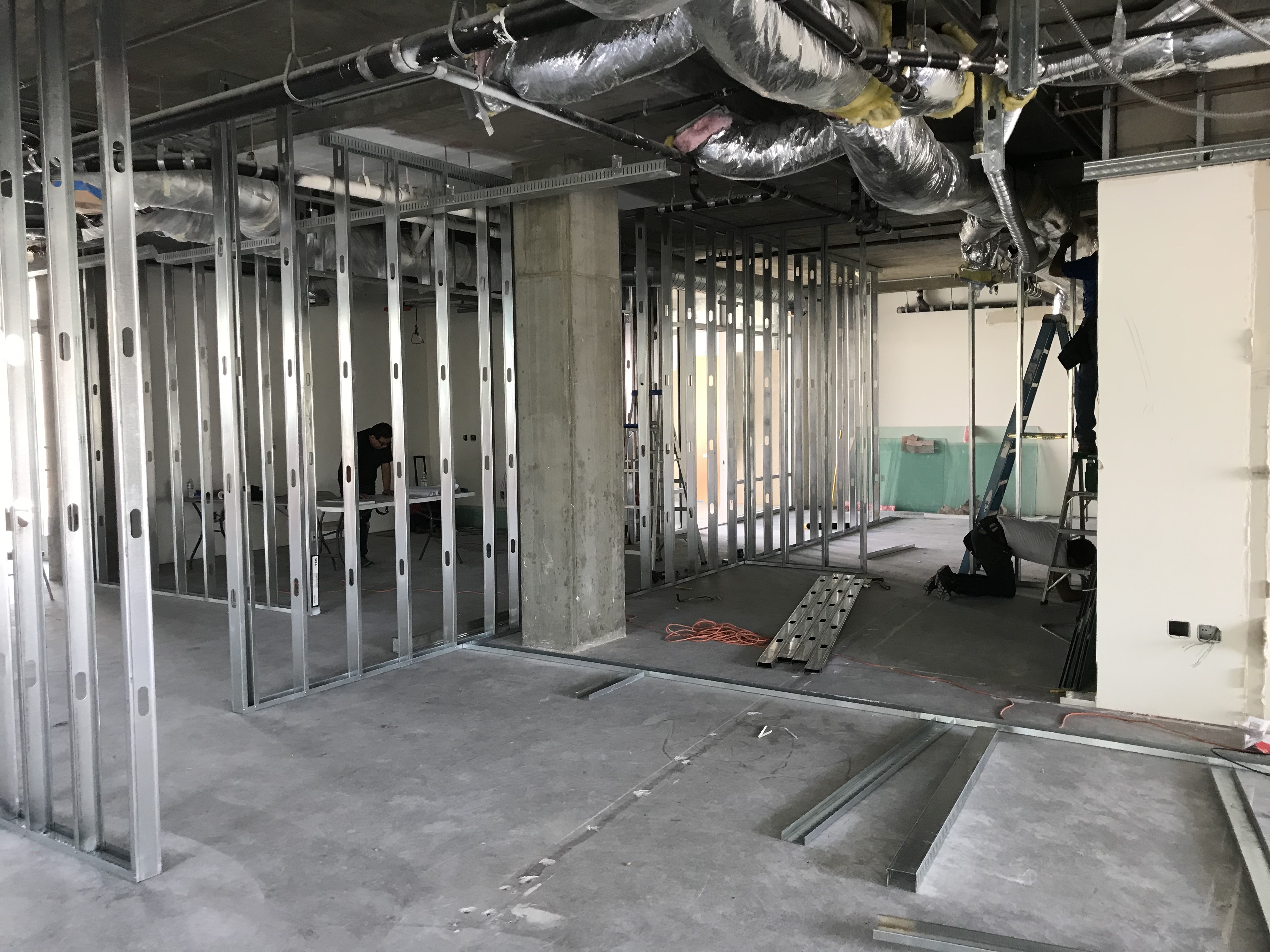 Office tenant improvement construction progress 482 S Arroyo Parkway Pasadena