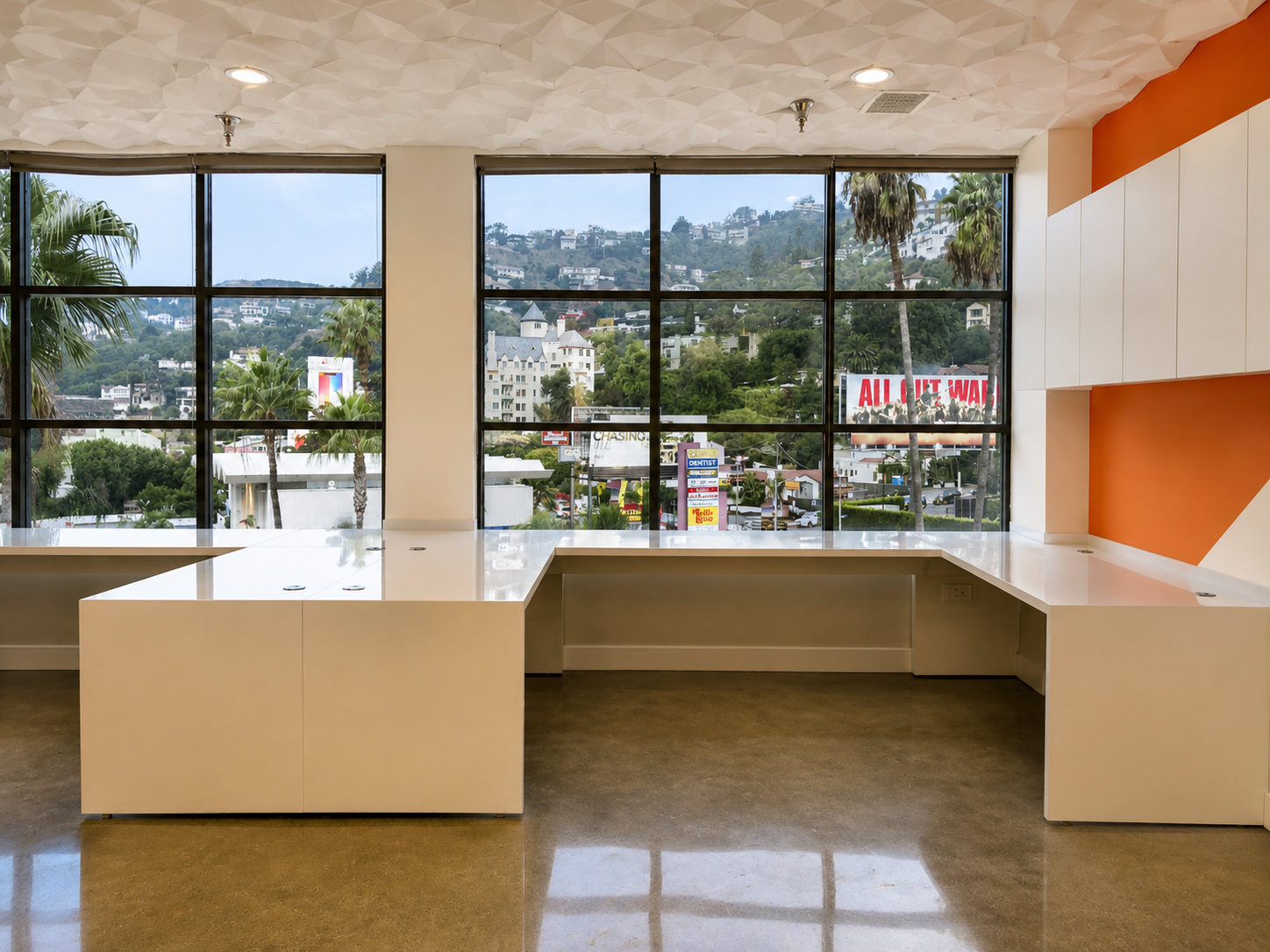 Custom desks and built-in cabinetry 8000 Sunset Strip West Hollywood office by Pacific Southern Development